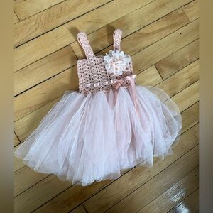 Elly & Emmy pink crochet tutu dress